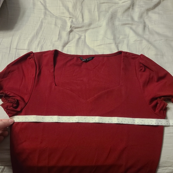SHEIN Red Short Sleeve Blouse with Sweetheart Neckline Size XL - Picture 7 of 8